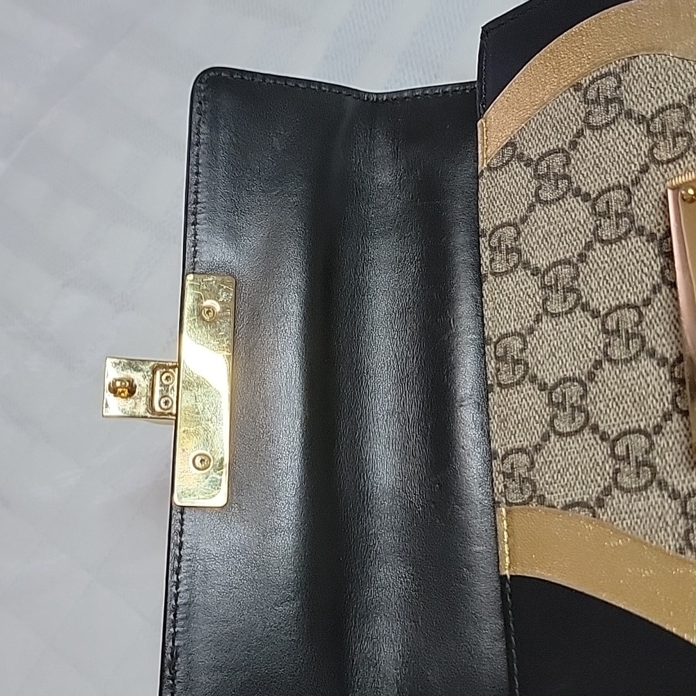 GUCCI Tricolor GG Supreme Canvas And Leather Medium Padlock Shoulder Bag - Picture 14 of 16
